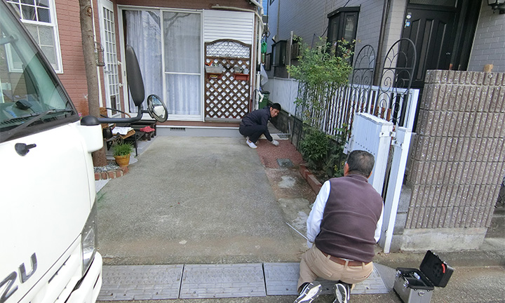 相模原市のカーポートの柱の位置決め