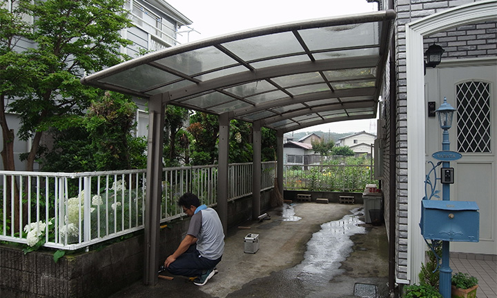 相模原市のカーポート工事仕上げ確認